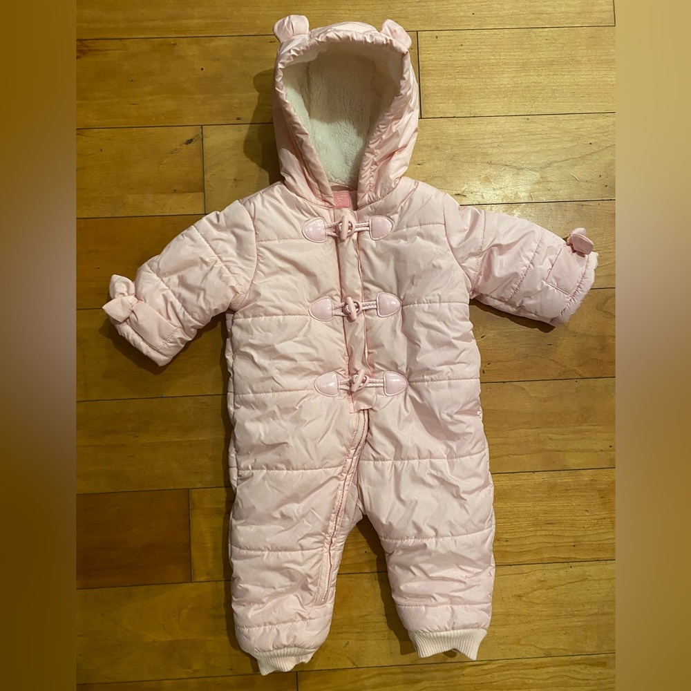 LIKE NEW Pink Snowsuit 9-12 months Childrens Place